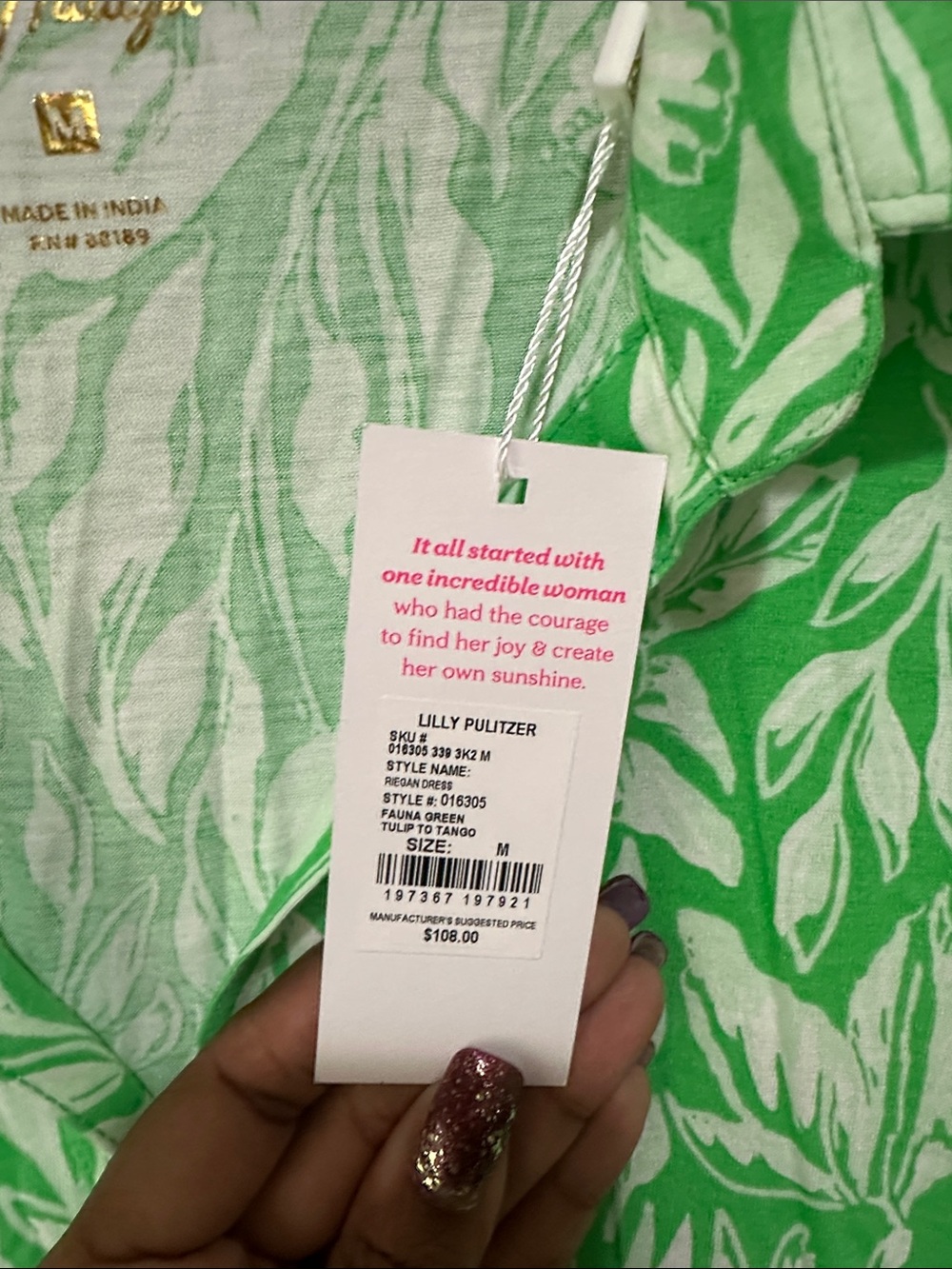 ☀️Lilly Pulitzer Green and White Leaf Print Sleeveless Mini Dress - Picture 3 of 4